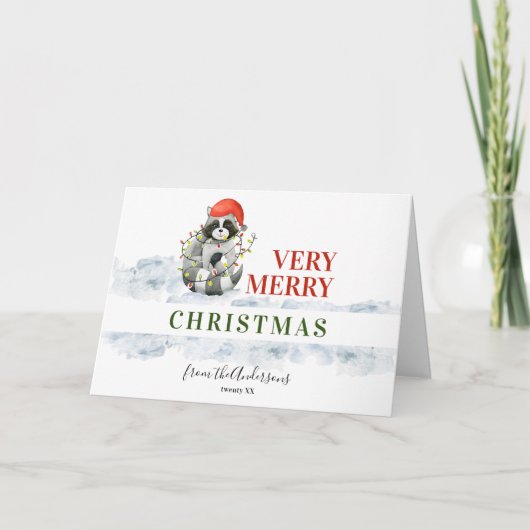 Funny Joyeux Noël mignonne Raconc Carte de vacance (Devant)