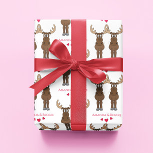 Funny Jubileum Party Cute Moose Custom Cadeaupapier