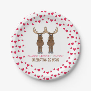Funny Jubileum Party Cute Whimsical Moose Papieren Bordje