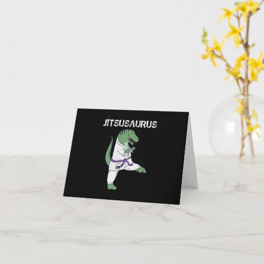 Funny Jujitsu, T-Rex Jiu Jitsu Black Belt cadeaus Kaart (Gele Bloem)