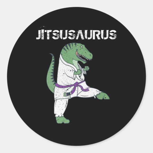 Funny Jujitsu, T-Rex Jiu Jitsu Black Belt cadeaus Ronde Sticker (Voorkant)