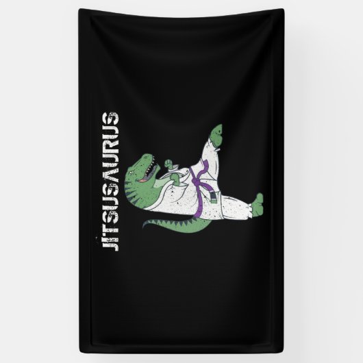 Funny Jujitsu, T-Rex Jiu Jitsu Black Belt cadeaus Spandoek (Verticaal)