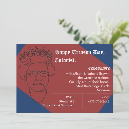 Funny Juli 4e Partij Uitnodiging (Staand voorkant)