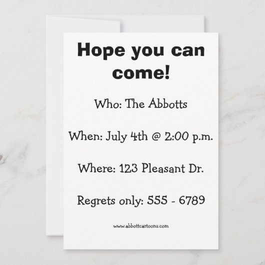 Funny Juli Vierde Partij Uitnodigingen (Achterkant)