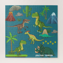 Funny Jurassic monogrammed mountainblue Legpuzzel