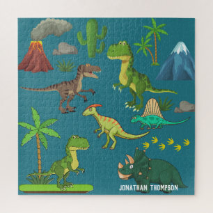 Funny Jurassic monogrammed mountainblue Legpuzzel