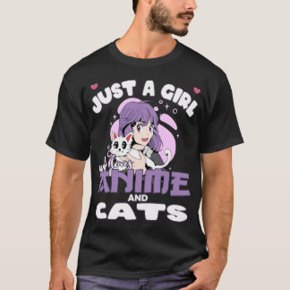Funny Just a Girl who loves Anime and Cats Lover T-shirt