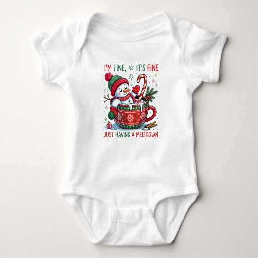 Funny Just Having A Meltdown Snowman Christmas Romper (Voorkant)