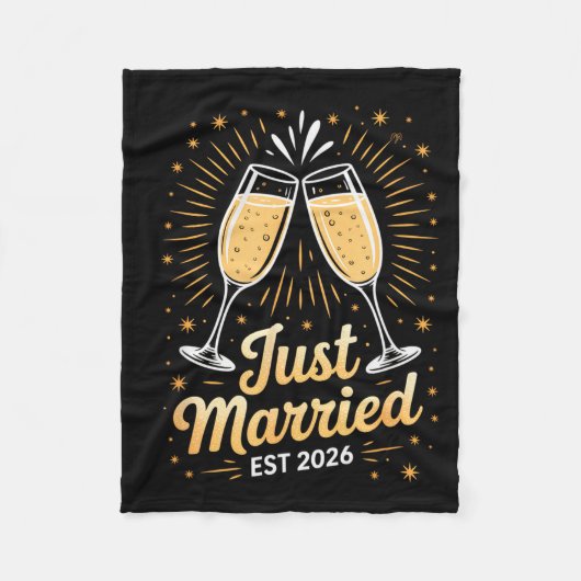 Funny Just Married Newlywed Honeymoon Couple 2026 Fleece Deken (Voorkant)