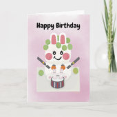 Funny K-Pop Bunny Birthday Cake with Grapes Bedankkaart (Voorkant)