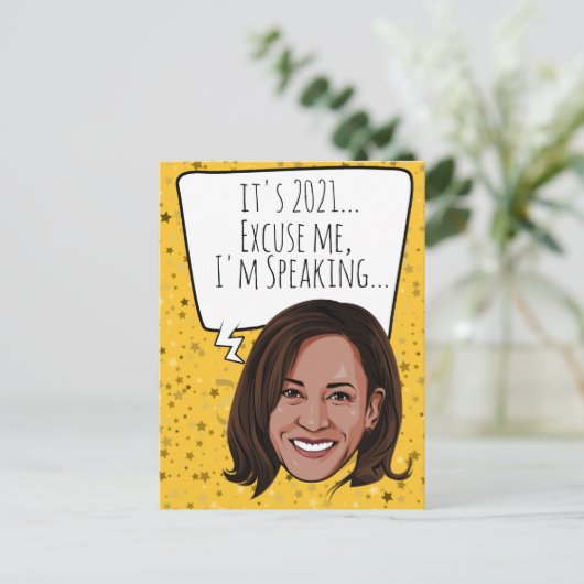 Funny Kamala Nieuwjaar: Excuseer me dat ik spreek Briefkaart (Staand voorkant)