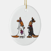 Funny Kangaroo Bride en Groom Wedding Design Keramisch Ornament (Rechts)