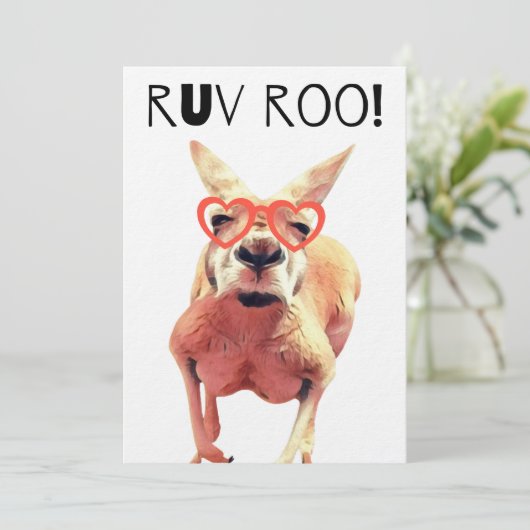 Funny Kangaroo Valentines Carte de jour (Debout devant)