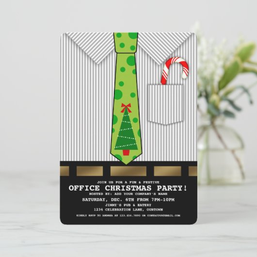 Funny Kantoor kerstparty uitnodiging (Staand voorkant)