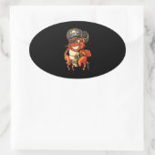 Funny Kapitein Lobster Pirate Jolly Roger Crustace Ovale Sticker (Tas)