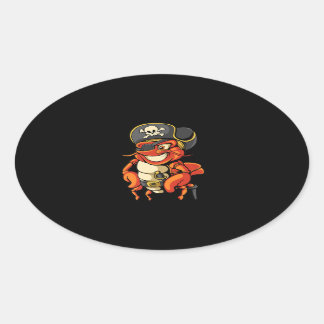 Funny Kapitein Lobster Pirate Jolly Roger Crustace Ovale Sticker