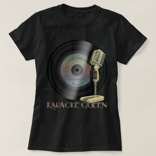 Funny Karaoke Queen Microphone T-shirt (Design voorkant)
