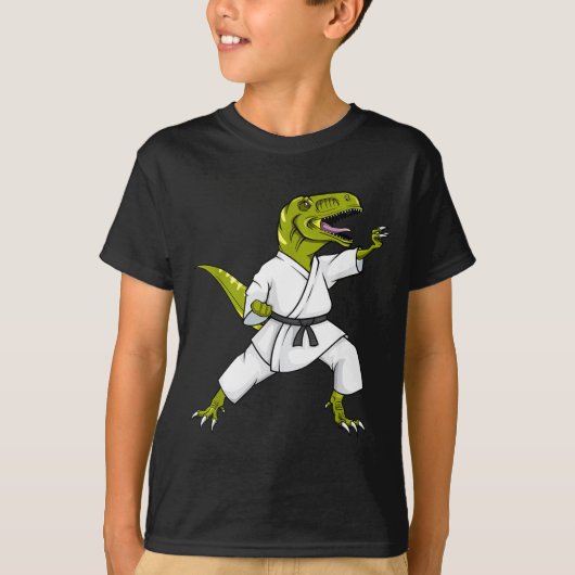 Funny Karatesaurus T-rex Dinosaur Karate Samurai D T-shirt (Voorkant)
