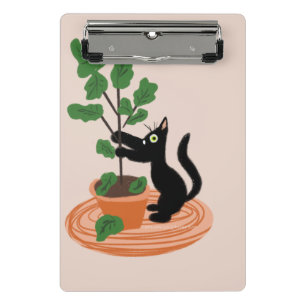 Funny Kat Figboom Potplanten Handgetekend Plan Mini Klembord