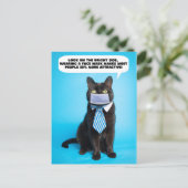 Funny Kat in het Coronavirus Face Mask en Stropdas Briefkaart (Staand voorkant)
