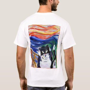 Funny Kat Scream T-Shirt (Afbeelding achter)