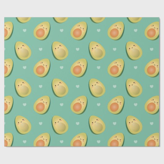 Funny Kawaii Avocados Let's Avocuddle Pattern Cadeaupapier (Vlak)
