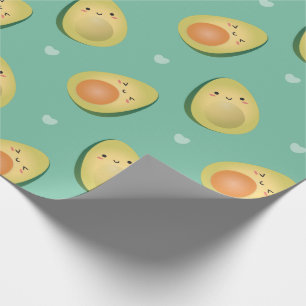 Funny Kawaii Avocados Let's Avocuddle Pattern Cadeaupapier