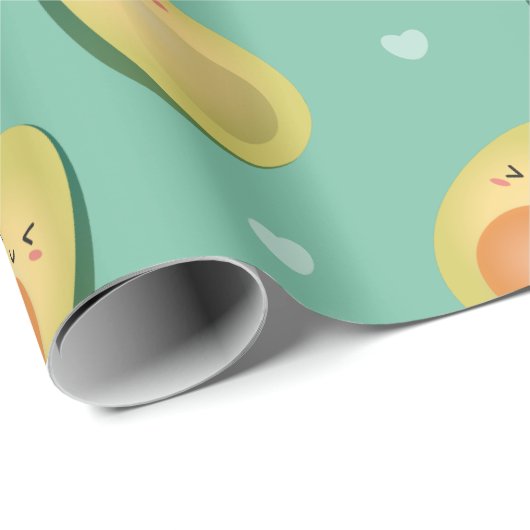 Funny Kawaii Avocados Let's Avocuddle Pattern Cadeaupapier (Rol Hoek)