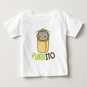 Funny Kawaii cat Burrito woord art baby unisex