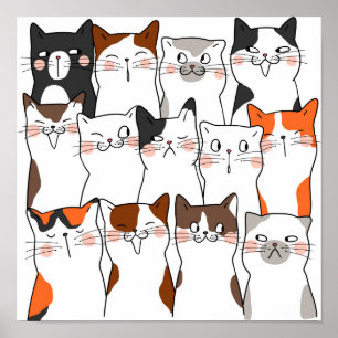 Funny Kawaii Cats Poster