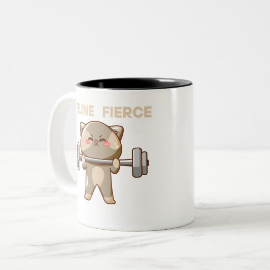 Funny Kawaii Chat Lifting Weights mug (Devant gauche)