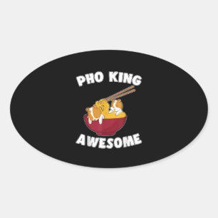 Funny Kawaii Hamster met Geweldige noedels Ovale Sticker