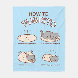 Funny Kawaii "How to Purrito" Kat Fleece Blanket