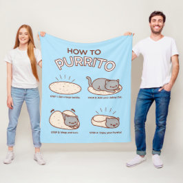 Funny Kawaii "How to Purrito" Kat Fleece Blanket Deken