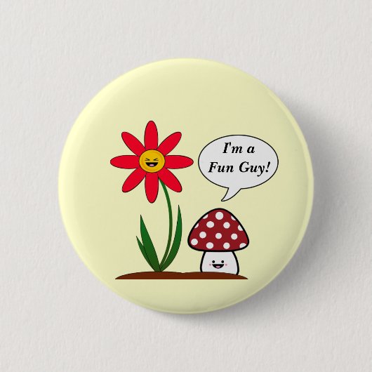 Funny Kawaii Mushroom Ronde Button 5,7 Cm (Voorkant)