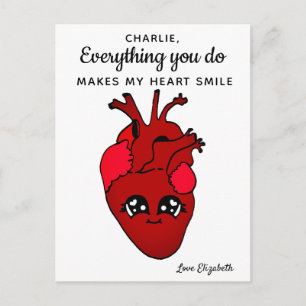 Funny Kawaii Real Heart Drawing Valentijnsdag Briefkaart