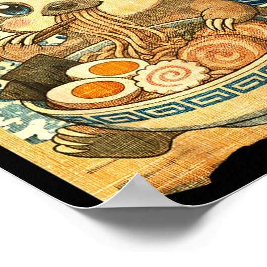 Funny Kawaii Sloth Ramen Noodle Bowl Japanese Wave Poster (Hoek)