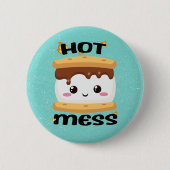 Funny Kawaii S'mores Hot Mess Ronde Button 5,7 Cm (Voorkant)