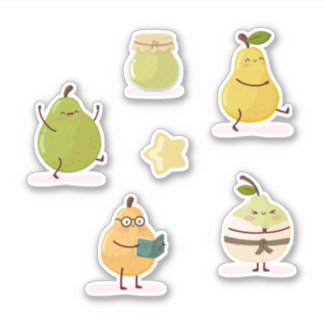 Funny kawaii-style set sticker