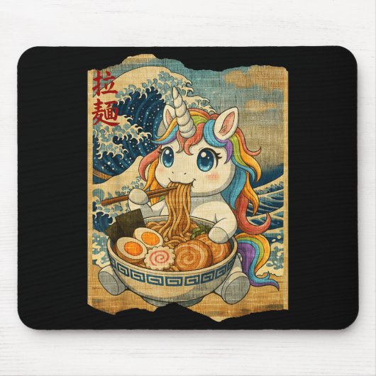 Funny Kawaii Unicorn Ramen Noodle Bowl Japanese Wa Muismat (Voorkant)