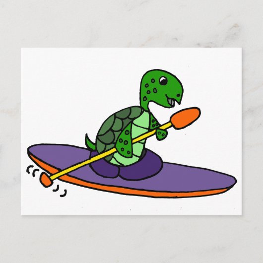 Funny Kayaking Zee Turtle Briefkaart (Voorkant)
