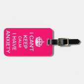 Funny Keep Calm and Carry on angstgevoelens roze Bagagelabel (Voorkant horizontaal)