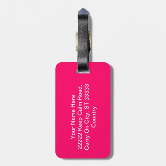 Funny Keep Calm and Carry on angstgevoelens roze Bagagelabel (Achterkant verticaal)