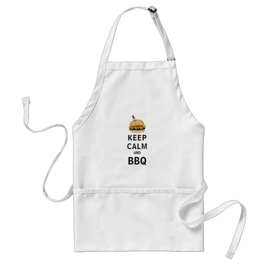 Funny Keep Calm en BBQ Cheeseburger Standaard Schort (Voorkant)