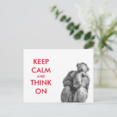 Funny Keep Calm en Think on chimpansee Briefkaart (Staand voorkant)