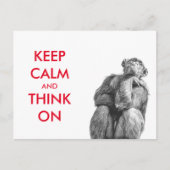 Funny Keep Calm en Think on chimpansee Briefkaart (Voorkant)