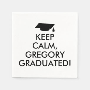 Funny Keep Calm Napkins Graduation Cap Jouw naam Servet