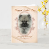 Funny Keeshond carte de fête des mères (Fleur jaune)