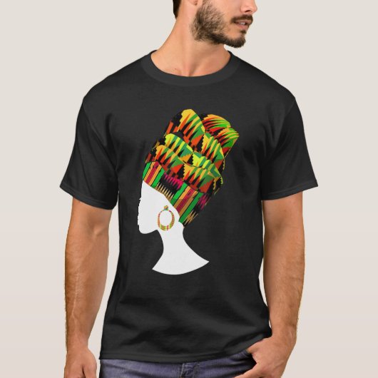Funny Kente Cloth Head Wrap Gift for African Ameri T-shirt (Voorkant)
