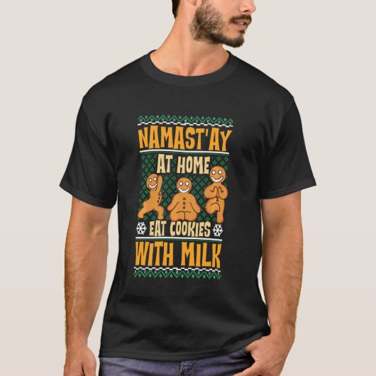Funny Kerstbakker Namaste Yoga Gingerbr T-shirt (Voorkant)
